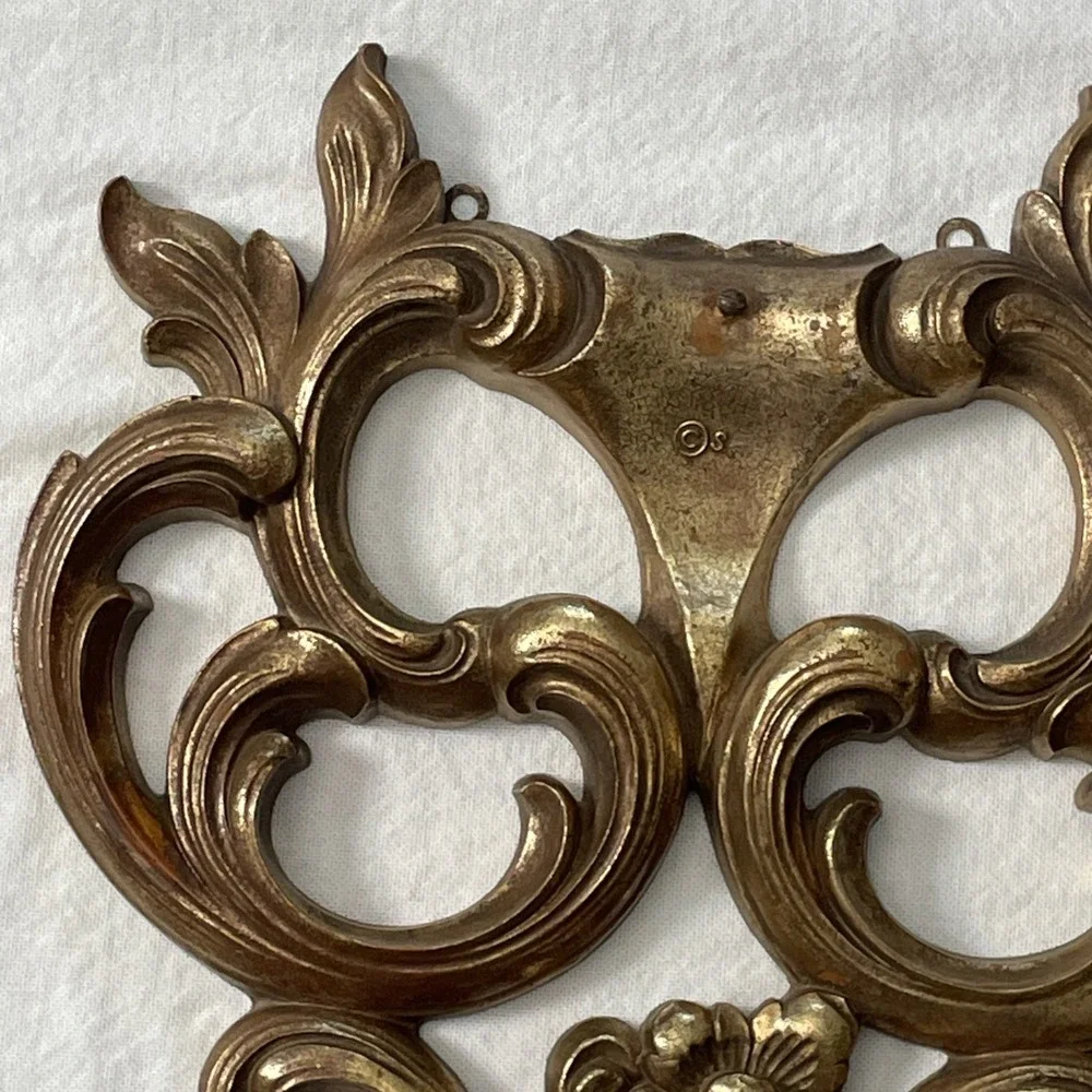 Vintage Syroco decorative Wood Wall Hangings Gold Finish Ornate Design 14